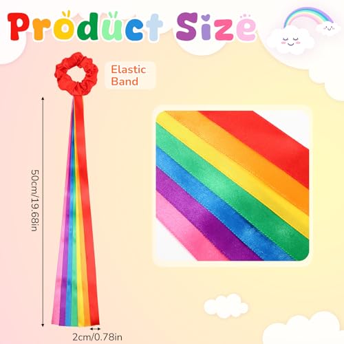 Image of VioraWhite 12 Pcs Rainbow Dance Ribbons for Kids Rainbow Rhythm Ribbons Elastic Wrist Streamers Hand Held Rhythm Streamers Gymnastics Dance Party Props for Adult Decor (0.8 x 19.7 Inch,Multicolor)