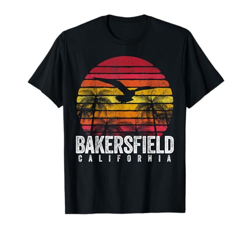 Bakersfield California CA Gift Beach Retro Sunset Men Women T-Shirt