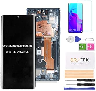 SRJTEK for LG Velvet 5G Screen Replacement for LG Velvet 5G LCD Display for LM-G900N LM-G900EM LM-G900 Digitizer Touch Screen Assembly Replacement Repair Parts with Frame