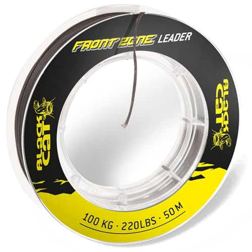Black Cat Front Zone Vorfach 50m - Schlagschnur zum Wallerangeln, Geflochtene Vorfachschnur, Vorfachmaterial zum Welsangeln, 1 mm