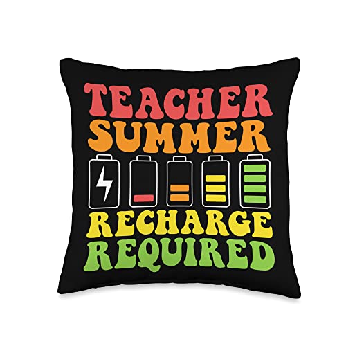 Teacher Summer Recharge Required Teachers Summer. Teacher Summer Recharge Required Happy Last Day of School Throw Pillow, 16x16, Multicolor