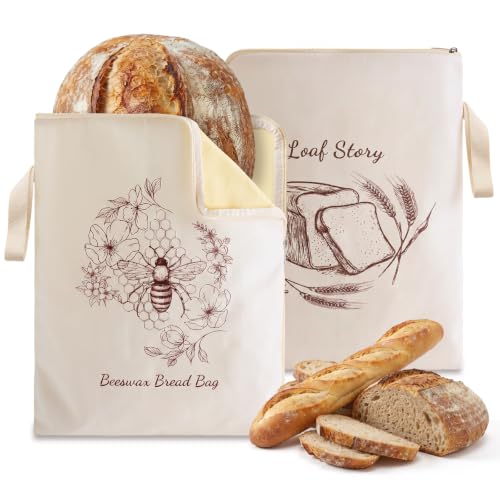 Holismo Beeswax Sourdough Bread Bags, 2 Pack XL 13 x 17 in