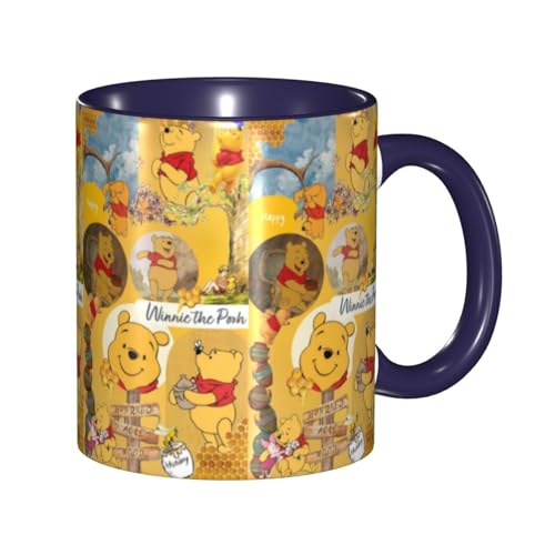 くまのプーさん セラミックマグカップ 食器 大容量コーヒーカップ 330ml 耐熱 おしゃれなマグカップ オフィスホーム用 プレゼントに最適 再利用可能 ギフト 男女兼用 Navy Blue