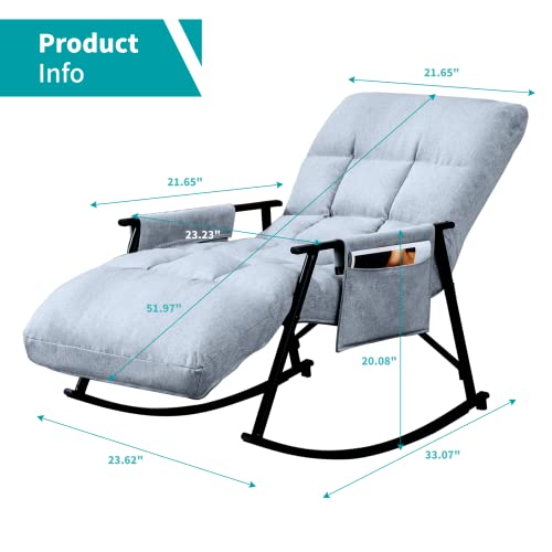 Balus Adjustable Rocking Chair Lounge Chair, Modern Lounger Sofa,Can Lie Or Sleep Lazy Chair, Internet Celebrity Single Rocker Chair,For Apartment/Living Room/Bedroom/Balcony/Courtyard(Dark Grey) #TOP1