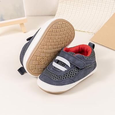 ISINSER Unisex Baby Premium PU Leather Sneaker Soft Non-Slip Sole Toddler Newborn Stripe Crib House Shoes