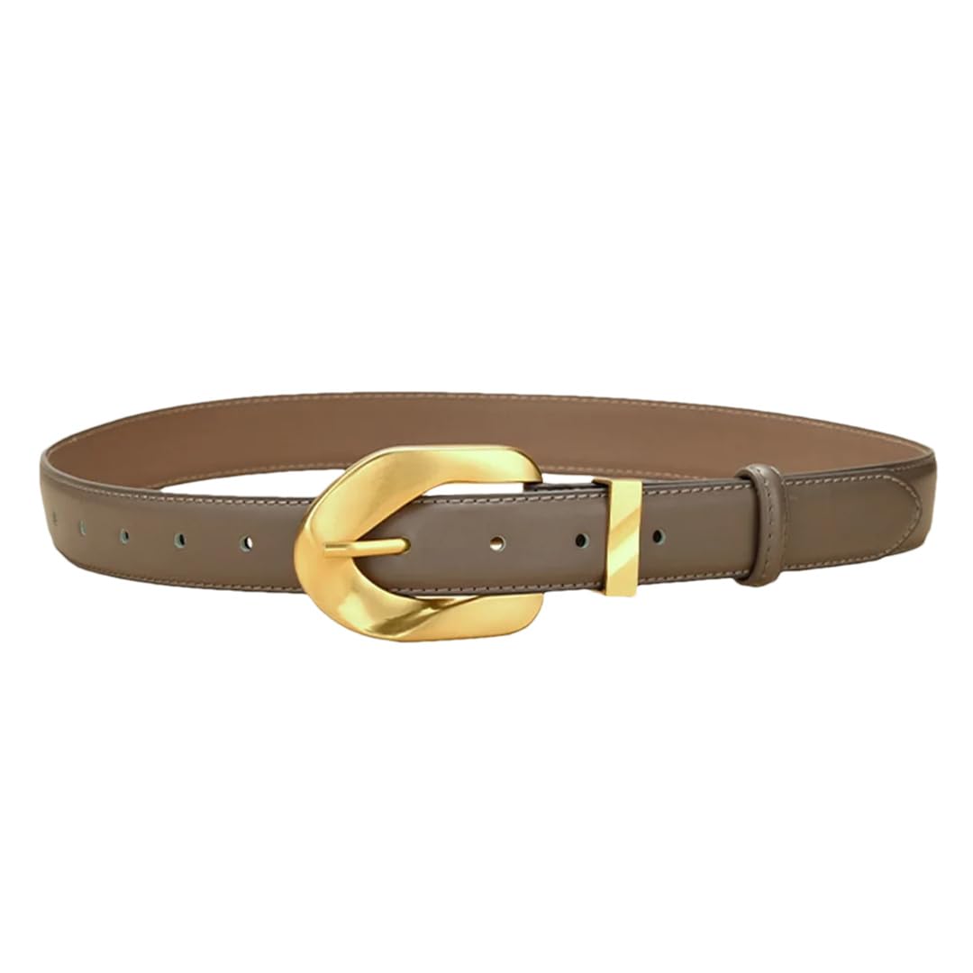 Cinturones de piel auténtica con hebilla dorada para mujer, cinturón elástico vintage para vestidos de mujer