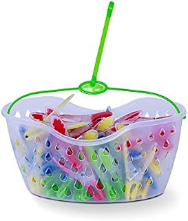 K-ONE 40 Pieces Pegs with Basket for Laundry Washing Line | Laundry Pegs for Strong Windproof Supplies Soft Rubber Grip Pegs| Strong Clothes Pegs (Multiple Colours)