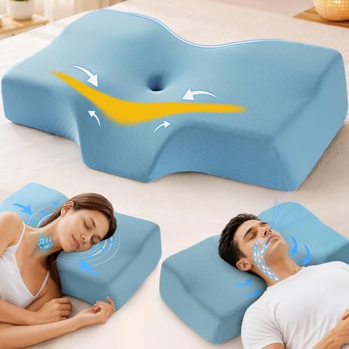Hydomi Cervical Memory Foam Pillow for Neck and Shoulder Pain - Adjustable Orthopedic Pillow with Hollow Design - Bed Pillow with Cooling Washable Cover for Side, Back & Stomach Sleepers