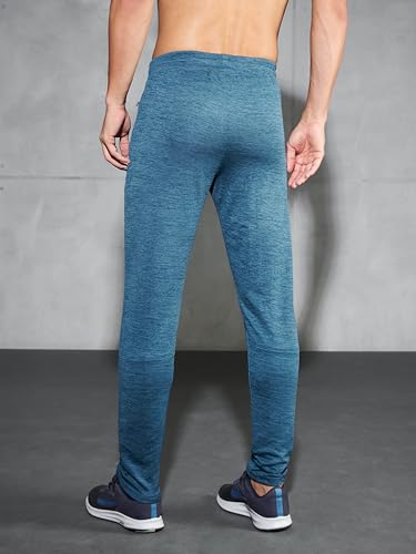 Image of TECHNOSPORT Men's Melange Slim Fit Techno Dry Trackpants Drawstring 2-Pocket Polyester Joggers for Gym Running Workout UPF50+ Anti Odour