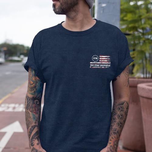 Mens American Flag Shirt 4th of July T-Shirt USA Flag 1776 Patriotic Tee Memorial Day Tops4