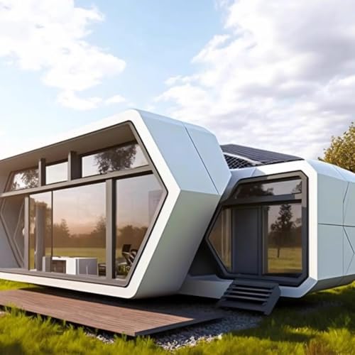 Modern Modular Tiny House, Solar-Powered Prefab Home with Glass Walls,