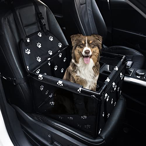 Seggiolino Auto per Cane di Piccola e Media Taglia Coprisedile per Cane con Cintura di Sicurezza Trasportino Auto Borsa per Cani Coprisedile per Cani Gatto Pet Animale Borsa Anteriore (Nera)