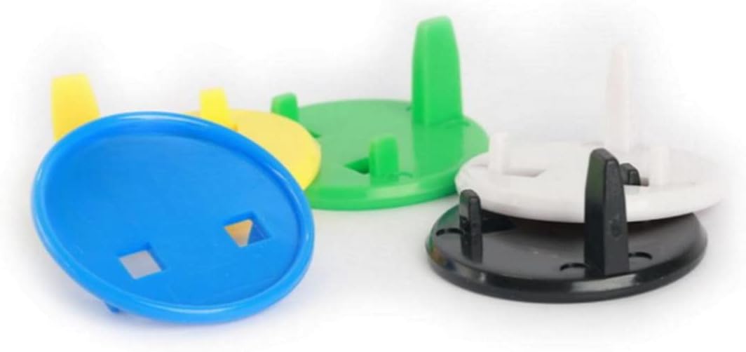 Melfi Multicolor Baby Safety Socket Plug Cover Protector For Infants Kids UK Type Electrical Safety Outlet Protector W/Hole (Pack of 5)