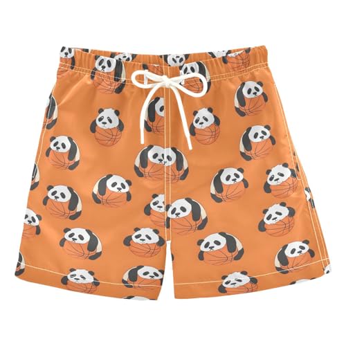 ALAZA Panda Basketball Ball Animal Boys Quick Dry Beach Board Shorts Kids Swim Trunks Bathing Suit Swimsuit 3T Multicolor