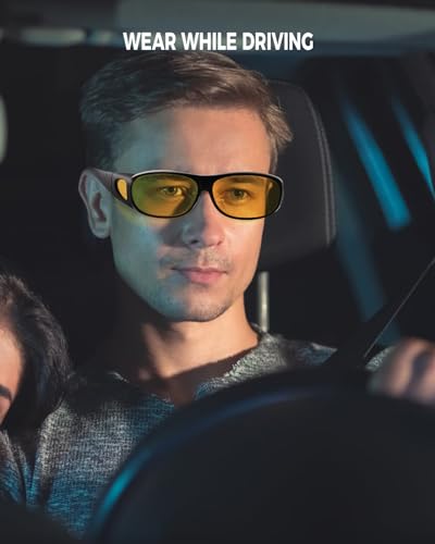 Fimoson Night Driving Glasses Anti Glare Polarized Night Vision Yellow Tint Glare Reducing Fit Over Driving Sunglasses For Men And Women thumb #1