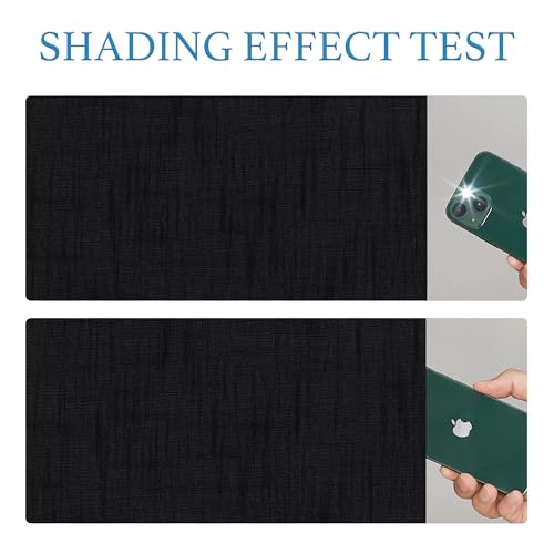 RYB Home 100% Blackout Door Curtains for Classroom, Linen Textured Privacy Easy Blinds Shades for Nana Entrance Way Glass/French Door, W 26 x L 40 inches, Textured Black, 1 Panel