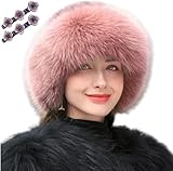 Ujicde Women's Faux Fur Fashion Hat for Winter, Russian Style Warm Cap Hat Faux Fur Headband (Color : Pink, Size : One Size)