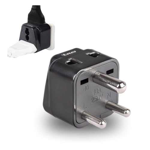 Image of OREI UK to India Adapter Plug - 2 in 1 Type D US to India Converter Plug - Universal Input (UK, USA, Canada, EU & More) - CE & Rohs Certified