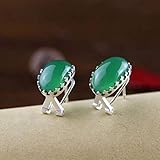 Estilo: Moda OL LOt Pendiente en Forma de Gota para Mujer S925 Joyería de Plata Esterlina Moda Mini Mujer Granate Rojo Hermosos Pendientesverde