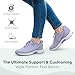 Orthofeet Women's Orthopedic Coral Stretch Knit Walking Sneaker, Lavender, Size 9 Wide