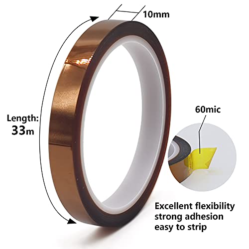 Image of BOMEI PACK 2 Pack 20mm x 108ft Polyimide Tape High-Temperature Resistant, No Residue Heat-Resistant Tape for Electric Task, 3D Printing, Soldering, Sublimation, Masking