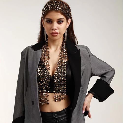 Shinning Sequins Scarf for Ladies Prom Party Blingbling Sequined Collar for Ladies Mother Wedding Travel Supplies Women's Accessories Sequined Scarf3