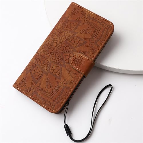 Étui de téléphone à rabat en cuir pour iPhone 15 Plus, housse marron avec support