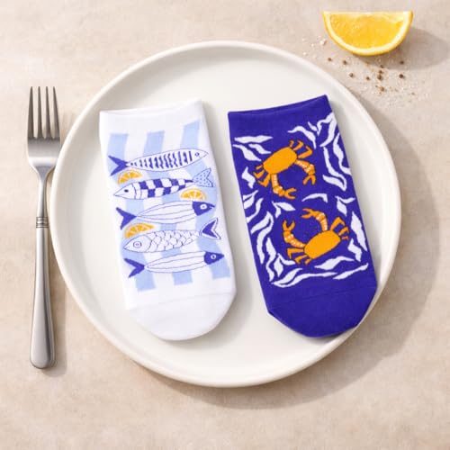 Image of THELA GAADI 100% Combed Cotton Funky Printed Socks for Girls & Women, Cute & Quirky Low Cut Ankle Length Socks, Odour Free, Breathable, Free Size, Pack of 2 Pairs