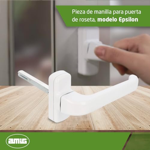 Miniatura 2 de Amig - Manilla De Aluminio De Roseta Para Puerta - Color Blanco - Modelo Epsilon - Aluminio Resistente - Instalación Rápida - 132 X 70 Mm - Cuadradillo De 8 Mm - Diseño Moderno Y Elegante - Pieza