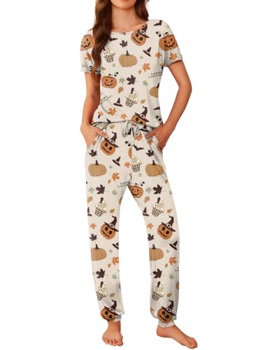 Image of Ekouaer Pajamas for Womens Set Soft 2 Piece Loungewear with Jogger Pants