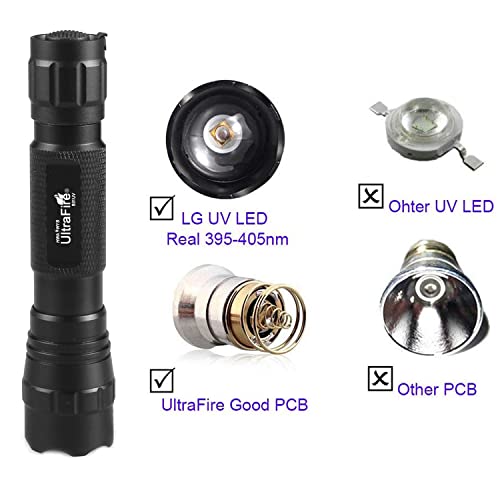 Image of ULTRAFIRE 501B UV Flashlight, Adjustable Focus 395nm Ultraviolet Blacklight Mini Flashlight for Pet Urine Detection, Resin Curing, Scorpion & Bed Bug Detection
