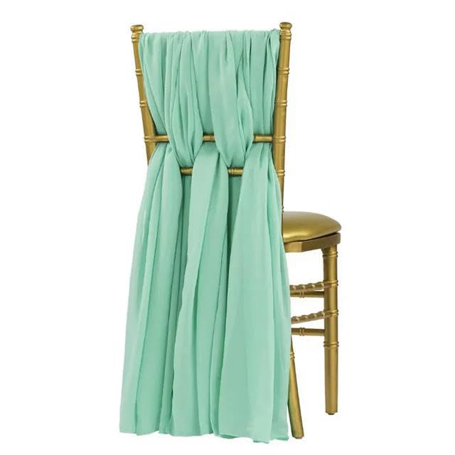 Voilages de chaise en mousseline de soie vert sauge, drapé vertical haut de gamme