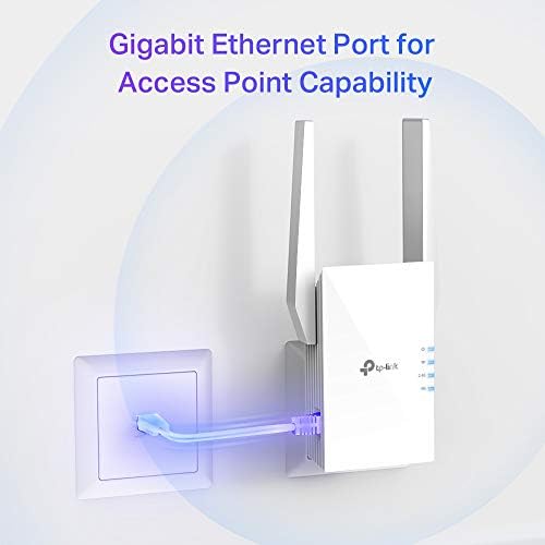 TP-Link RE505X AX1500 Dual Band Wi-Fi 6 Range Extender, Broadband/Wi-Fi Extender,Booster/Hotspot with 1 Gigabit Port & 2 External Antennas, Built-In Access Point Mode, UK Plug,White