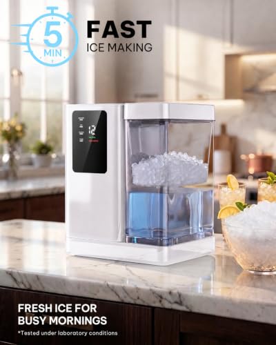 Image of Silonn Nugget Ice Maker Countertop, 3L Detachable Water Tank & 44Lbs /Day, Self-Cleaning Pebble Ice Machine with Smart Timer, Premium Chewable Sonic Ice for Home Bar & Office, White