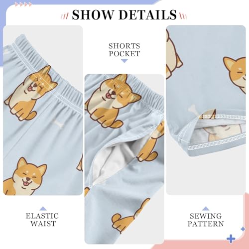 Boys' Pants Cute Yellow Dog Long Bottoms Jogger Pants Elastic Waist Trousers with Pockets S-XL4