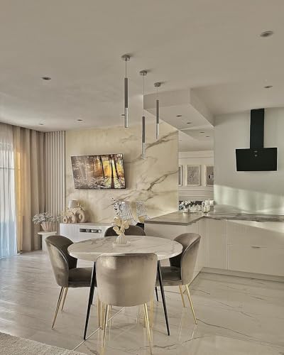 Beliani Modern Dining Table Round ø 120 cm White Marble Effect Top Black Metal Legs Odeon - Image 8