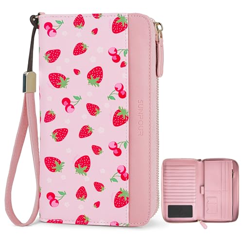 Image of Large Wallet for Women, Clutch Wallet with Passport Holder | RFID Wallet for Women, Zipper Clutch Purse, Passport Holder for Travel, Multiple Card Slots, Phone Pocket, Wristlet Strap