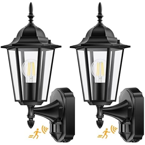 Lamomo 2 Pack Motion Sensor Outdoor Lights, Upgrade Dusk to Dawn Exterior Light Fixture Wall Mounted, 100% Anti-Rust Aluminum Waterproof Porch Lights for Patio Front Door Garage Cover