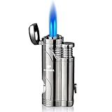 Torch Butane Lighters Fuel Refillable Lighter with Punch High Quality Cutter and Set 2 Jet Strong Flame Windproof