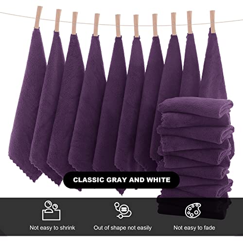 MOONQUEEN Microfiber Facial Cloths Fast Drying Washcloth 12 Pack - Premium Soft Makeup Remover Cloths - Grape Purple