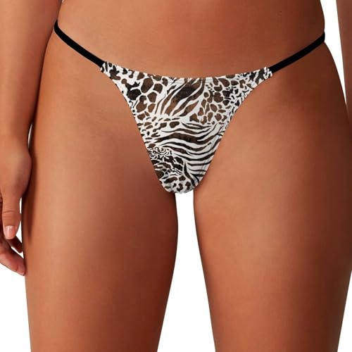 peiyeety Tanga para Mujer, Bragas de Hilo G, Ropa Interior de Piel de Leopardo y Cebra, Bikini de Talle bajo.