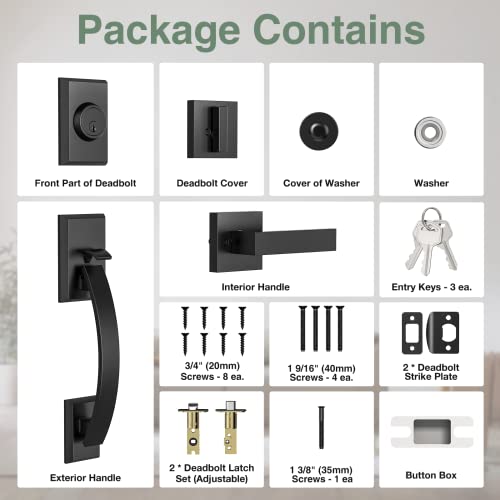 Floresita Front Door Lock Set Front Door Handle Lever Heavy And Substantial Door Lock Set With Deadbolt Locks Door Handle Sets Reversible Door Entry Handles #TOP6