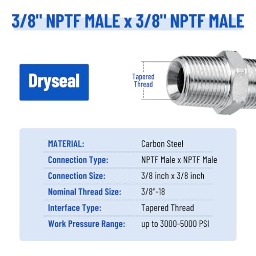 Image of 10 Pack Hydraulic Adapter Fitting: 3 /8 inch NPTF Male x 3 /8 inch NPTF Male