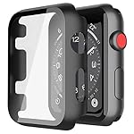GARHIL-2Pack-Black-Hard-Case-Compatible-with-Apple-Watch-Series-3-Series-2-Hard-PC-Case-Slim-Tempered-Glass-Screen-Protector-Overall-Protective-Cover-for-iwatch