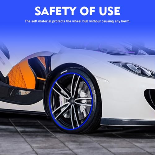 icykale 1 PC Car Wheel Decorative Strip, 314.96 Inches Rim Edge Anti-Collision and Anti-Scratch Strip, Car Tire Protection Accessories, Universal for Most Cars (Blue) - Thumbnail 4