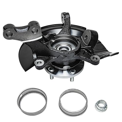Image of Detroit Axle - Front Steering Knuckles Hubs Drilled & Slotted Brake Rotors Ceramic Pads Replacement for 2004-2006 Toyota Camry 2.4L