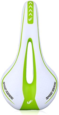 Foir Bike Saddle Mountain Bike Seat Breathable Comfortable Bicycle Seat with Central Relief Zone and Ergonomics Design Relax Your Body Road Bike and Mountain Bike (White and Green)