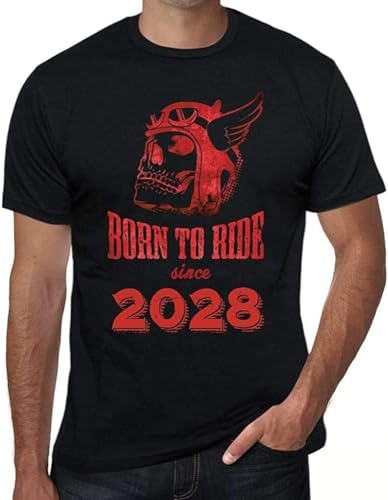 MOMYXCJQ 2028 Born to Ride Since 2028 Black Man Tshirts Camisetas y Tops Birthday Gift Black(XX-Large)