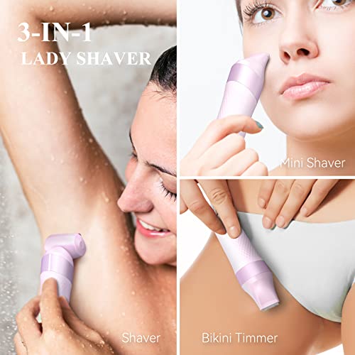 Unibono 3-In-1 Electric Razor For Women,Dual-Foil Electric Shaver For Women Face,Legs And Armpit,Rechargeable Bikini Trimmer,Body Hair Removal Set With Led Illumination,Public Hair Trimmer For Women #TOP1