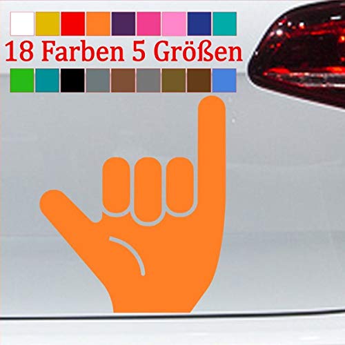 generisch Aloha Finger Aufkleber Surfer Hand Gruß Sticker Hawaii Shocker 18 Farben 34-Orange 7x6cm